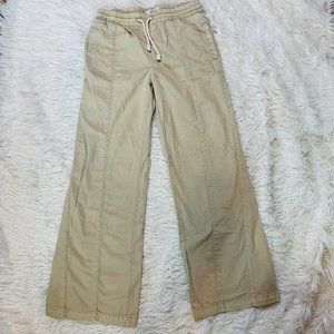 We the Free Pant Womens Small Wide Leg Sand Linen Canvas Rope Tie Waist Boho